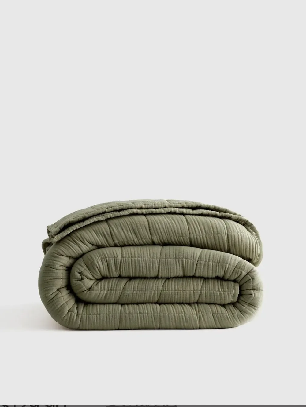 NWT Quince Olive Green Organic Cotton Gauze Box Quilt!